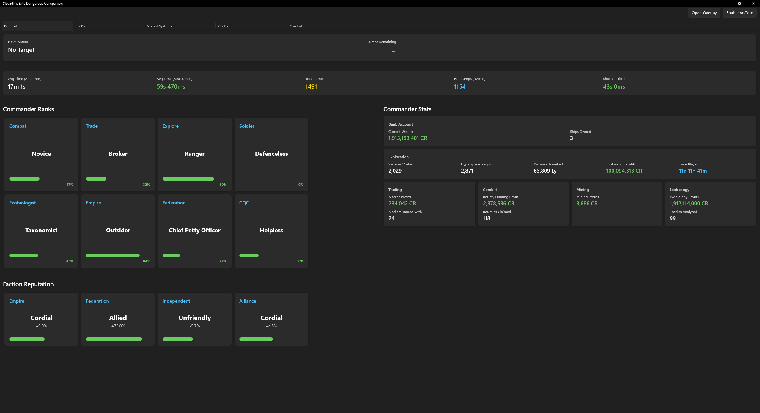 General stats screenshot